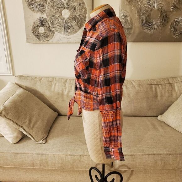 Free People First Bloom Plaid Top size Small in Washed Pop - NEW - Picture 9 of 15